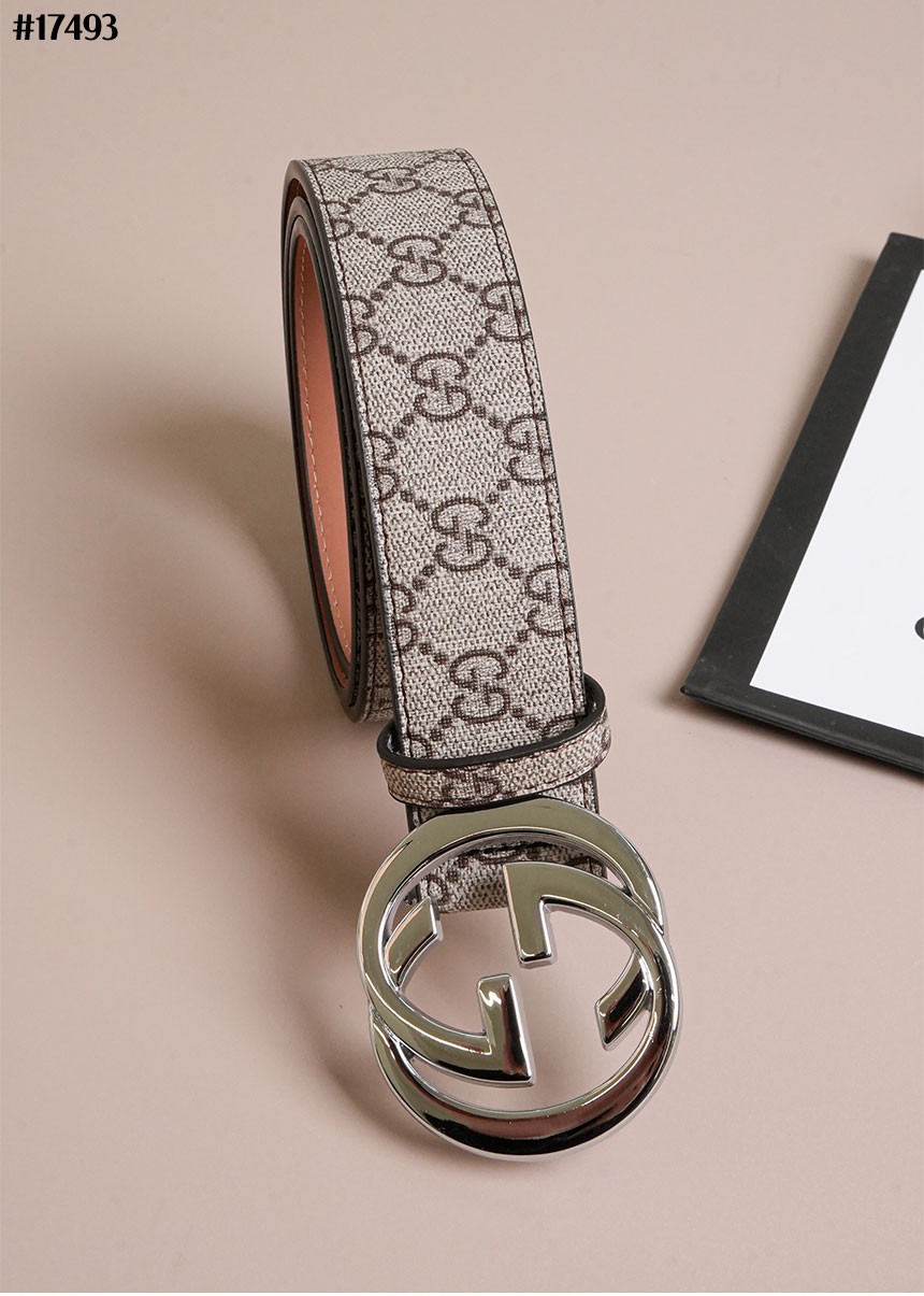 [GUCCI] 구찌 더블 G 자카드 레더 벨트