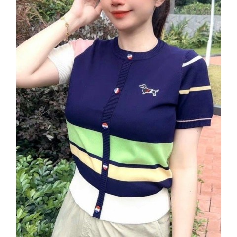 T 헥터 멀티칼라 배색 반팔 니트 셔츠(537)
