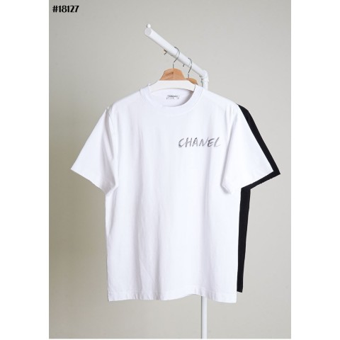 [CHANEL] 샤넬 까멜리아 페인팅 빈티지 코튼 크루넥 티셔츠
