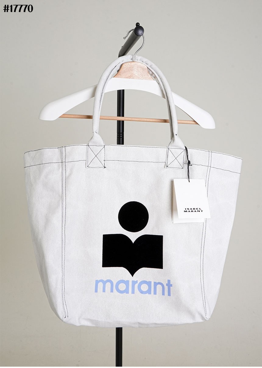 [ISABEL MARANT] 이자벨 마랑 벨벳 로고 엔키 코튼 데님 토트 백