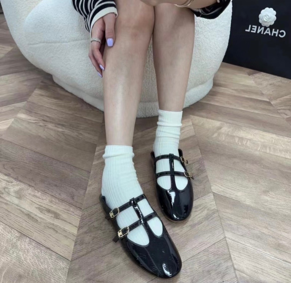 더블 스트랩 메리 제인 발레리나 슈즈