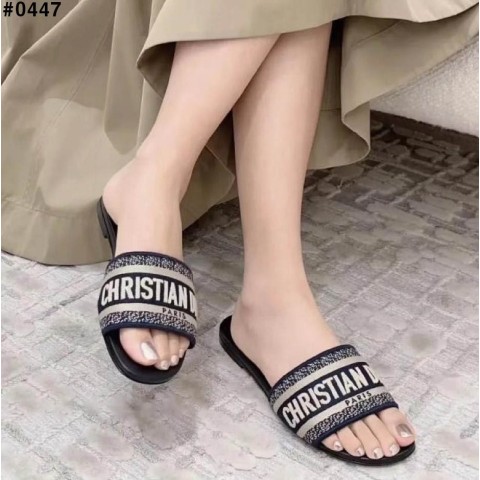 [DIOR] 크리스찬 디올 디웨이 자수 코튼 뮬 슬리퍼