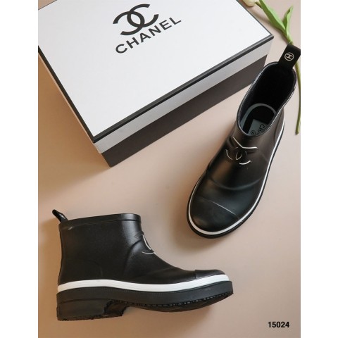 [CHANEL] 샤넬 23 CC로고 숏 앵클 러버 레인부츠 장화
