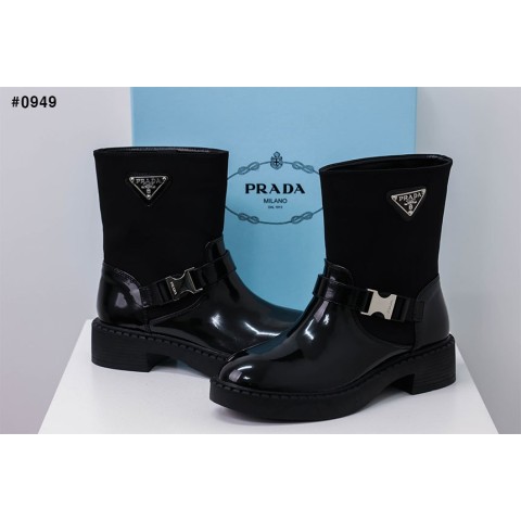[PRADA] 프라다브러쉬드 레더 리나일론 버클 앵글 부츠