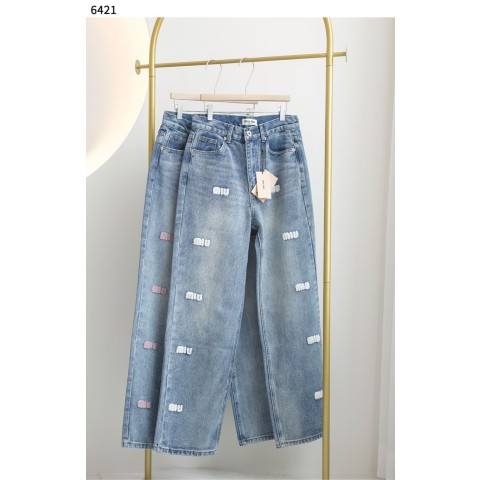 [MIUMIU] 미우미우 수입고급 엠보싱 자수 데님 팬츠