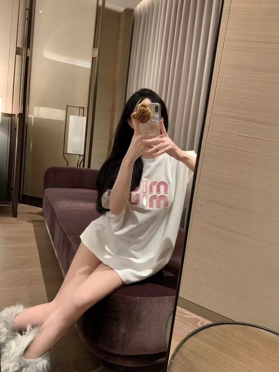 [MIUMIU] 미우미우 수입고급 여성 핑크로고 티셔츠
