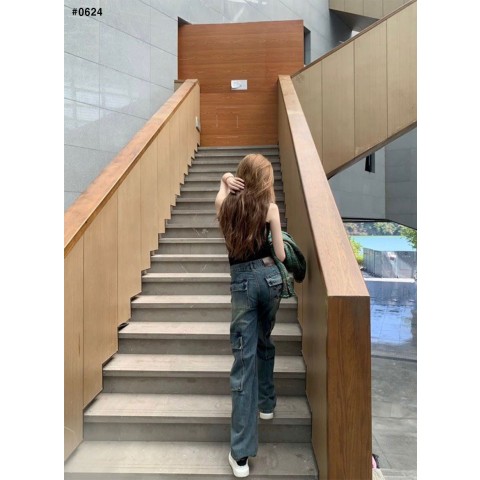 [CELINE] 셀린느 포켓 브라운 로고 데님 청바지