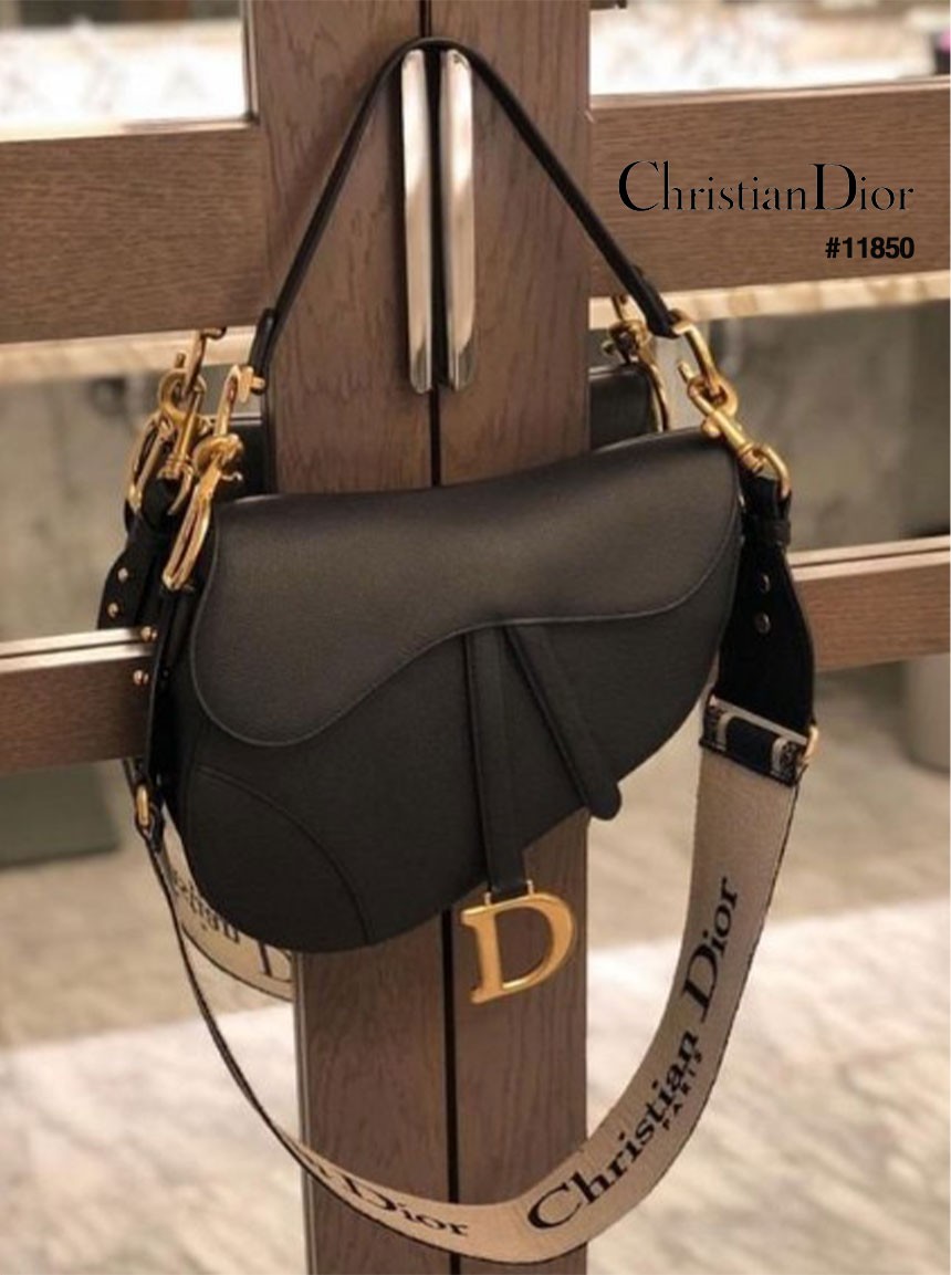 [DIOR] 크리스찬 디올 DIOR 올 블랙 ALL BLACK 새들 DIOR 숄더 스트랩 크로스백