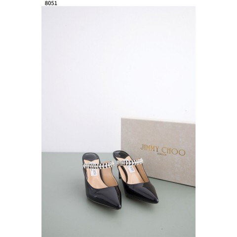 [Jimmy Choo] 지미추 크리스탈 스트랩 페이먼트 레더 스틸레토 뮬